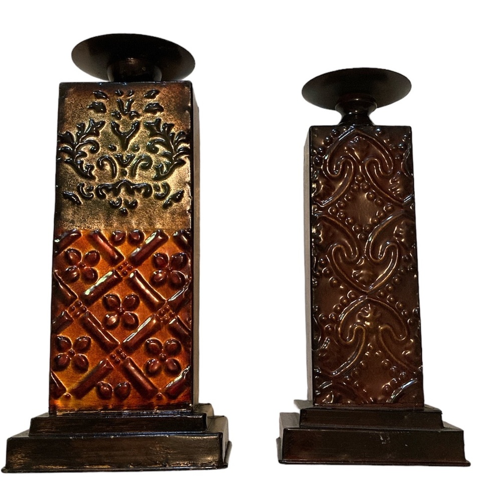 Pair Of vintage Metal Candle Holders